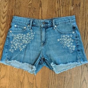 Embroidered jean shorts
